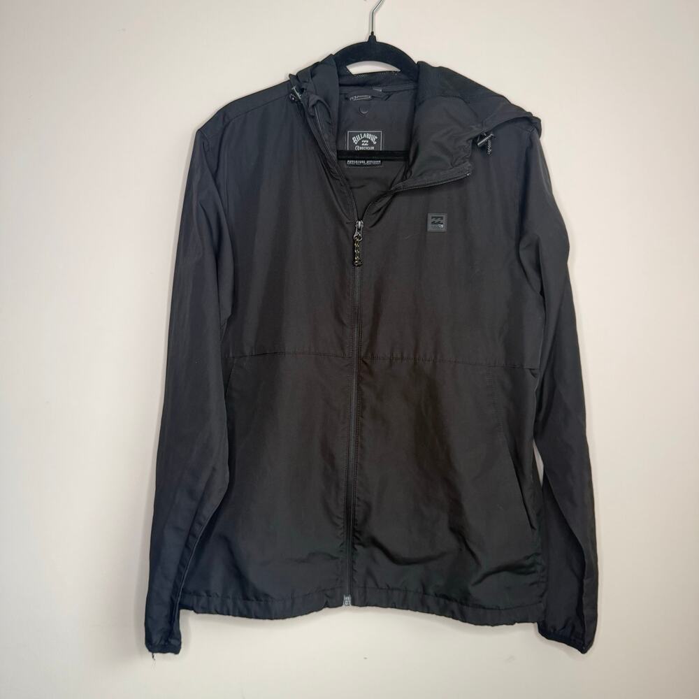 Billabong Adventure Division Mens M Black Packable Hooded Windbreaker Jacket